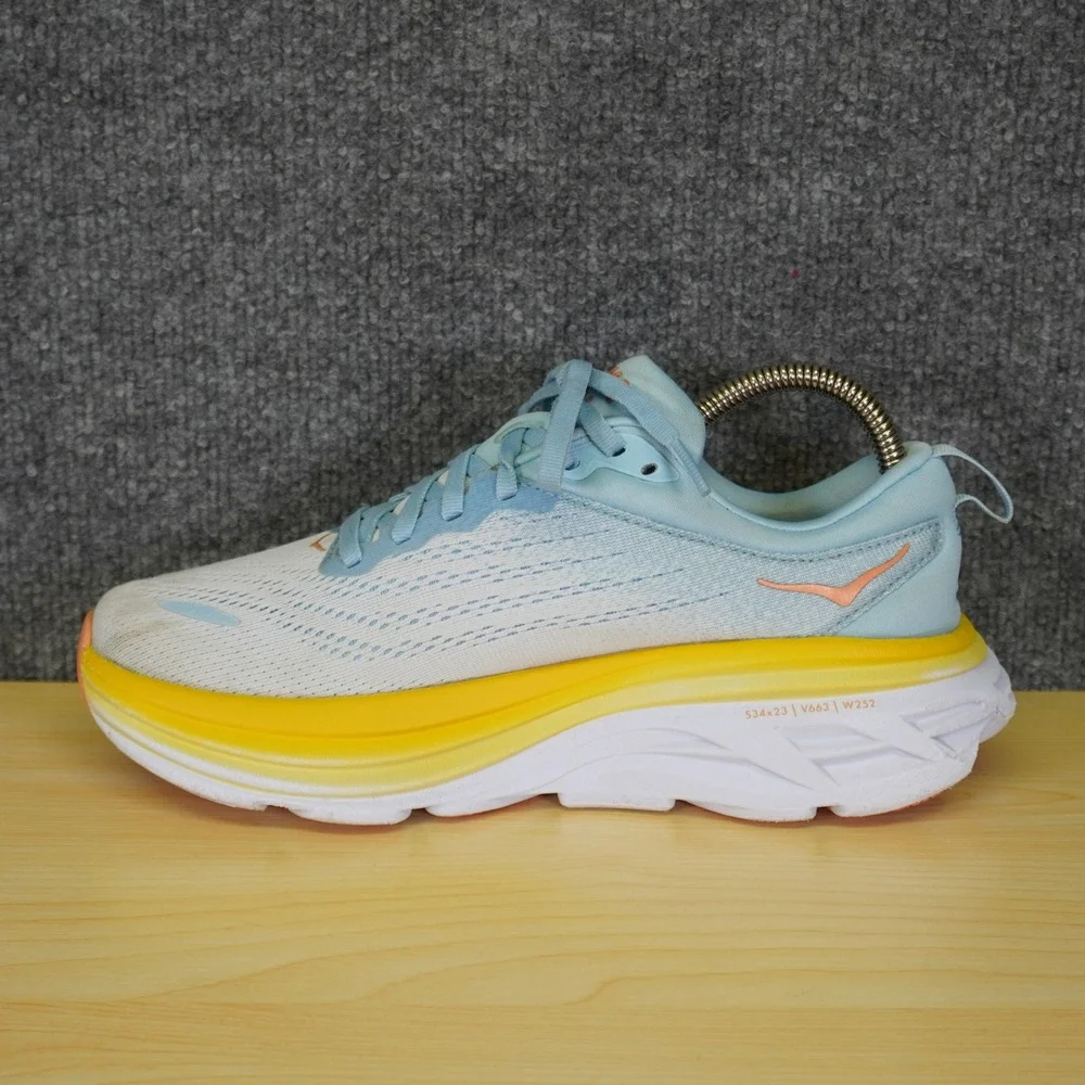 Hoka One One Bondi 8 Shoes Womens Size 7.5 Blue Running Sneakers 1127952 SSCA